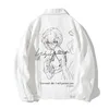 Ayanami Rei Anime EVA EVANGELION 01 Trendy Brand Style Loose Denim Jacket for Men and Women Plus Size Birthday Gift