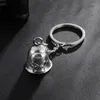 Keychains Gothic Skull Ghost Head Bell Pendant Motorcycle Keychain Men's Biker Exorcist Amulet Jewelry