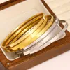 Bangle Freetry 3pcs Glossy Stainless Steel Bangles Bracelets For Women Simple Gold Plated Metal Bracelet Minimalist Statement Jewelry