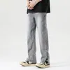 Men's Pants Multi-colored Leg Zipper Logging Jeans Stretch Loose Straight High Street