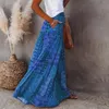 Femmes Maxi Jupe à crampons élastiques hauts hauts lâches Big Hem Aline Patchwork plissé vintage Boho Imprimer des vacances 240412