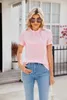 Women's T Shirts Spring/Summer Lace Collar Bubble Sleeves Loose Folded T-shirt For Women