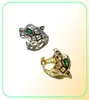 Akcesoria mody wykwintne miedziane pozłacane puste puste zielone oko tygrysa lamparta głowa otwierająca pierścień biżuterii i męskie pierścienie184C3316751