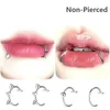 Nose Rings Studs Fashion Stainless Steel Horseshoe Fake Ring C Clip Lip Piercing Stud Hoop For Women Men Barbell Drop Delivery Je J Dhrt8