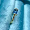Klaster Pierścienie Naturalny London Blue Topaz for Women Silver 925 Biżuteria luksusowe kamienie klejnotowe 18 -karatowe złoto za darmo artykuły wysyłkowe