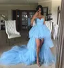 High Low Prom Dresses 2021 Sweetheart Ruffles Light Blue Tulle Short Front Long Back Party Dresses Graduation Evening Gowns90009856577181