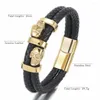 Bangle ZG Original Leather Bracelet For Men Handmade Car Thread Multi Layered Jewelry Stainless Steel Skull Braided Bangles