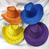 Berets Fashion Vintage Western Style Suede Cowboy Hat Unisex Wide Brim Panama Jazz Outback Streetwear Fancy Dress Accessory