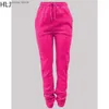 Frauenhose Capris HLJ Herbst Winter Draw String Jogger Hosen Frauen hohe taillierte gestapelte Hosen lässig weibliche Feste Farbe passender sportlicher Bottoms T240412