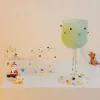 Hand Made Goblet Glass Cup with Colorful Candy Dots Cocktail Glass Juice Dessert Water Cup Wine Glass Drinkware Heat Resistant