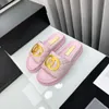 designer beach slipper womens New Big cartoon slippers 100% leather Suede Thick heels Metal Slides woman shoe Lazy Sandals lady High heeled shoes size 34-40-41 With box