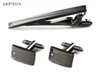 Lepton Classic Business Square Black Brush Brush Mens Cufflinks Clips Clips Set Night Necked Pin Tie Barres Clip Clip Clasp Drop Ship 2012500454