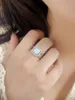 Cluster Rings 2024 European And American S925 Sterling Silver Natural Square Zircon White Opal Fashion Versatile Ring For Women