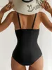 Dames badmode sexy een stuk zwempak vrouwen plus maat diep v-hals bodysuit bikini string monokini badpak 2024 mujer xxl