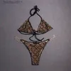 Kobiety łańcuch osobowości strojów kąpielowych w kostiumach kąpielowych klasyczny liter Jacquard Bikinis Sets prezent urodzinowy dla damskiej marki dwa utwory C240412