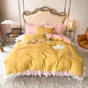 Ensembles de literie Luxury Broidered Soft Brossed Washed Princess Set Lace Ruffles Quilt / Dowvet Cover Lit Jirt ou Linet Withers