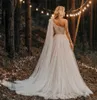 2021 Country Wedding Jurken Bridal Jurk One Shoulder Lace Applique Tule Sweep Train Custom Made Plus Size Mouwess Vestidos de Novia