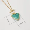 Fuwo all'ingrosso Natural Amazonite Neckace, pietra a forma di cuore d'amore con gioielli a catena dorato da 17 "/22" nc476 5 pezzi/lotto