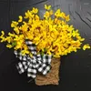 Decorative Flowers Door Basket Wreath Vibrant Front Decor With Artificial Spring Plaid Bowknot For Home