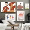 Estilo coreano boho hanbok menina asiática arte de parede pintando pôsteres nórdicos e impressões imagens abstratas para decoração da sala de estar