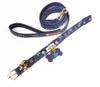 High Quality Brown Luxury Pet Collars Leather Popular Print Dog Leashes Fashion Pet Neck236S9174448