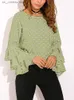 Frauenblusen Hemden 5xl Plus Size Polka Dot Damenbewegungen und Blusen lässig Lang Lantern Slve O Hals Lose weibliche Tunika 2023 Sommer Herbst Pullover T240412