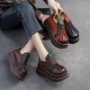 Chaussures décontractées Johnature 2024 Plateforme plate rétro de printemps authentique en cuir à lacets mixtes couleurs épaisse semelles surélevées