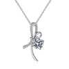 Sterling Sier S925 Pendant Female Plated Pt950 Mohsen Diamond Necklace Light Luxury Bow 1 D-color Mohsen Stone Necklace