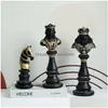 Obiekty dekoracyjne figurki Northeuins 30 cm International Chess for Interior King Queen Knight Statue Chessmen Home Deaktop D Dh4xr