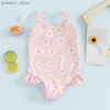 One-Pieces 6M-4T Baby Girl Swimwear Summer Floral Print Sleeveless Ruffle Monokini Swimsuits for Toddler Bathing Suits Beachwear Y240412