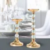 Vasos Vasos de miçangas de acrílico europeias rack de flor vaso de metal dourado para festa de casamento mesa de casal home el decoração stand