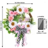 Decoratieve bloemen kerstdecoratie roze krans slinger hangende ornamenten voordeur muur decoraties vrolijke boom