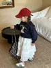 Kids Lace Hollow Embroidery Long Ckerts Girls Tiered Falbala Princess Skirt 2024 Summer Children Birthday Salting Z7678