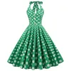 Casual Dresses Hepburn Style Lapel Cardigan Polka Dot Swing Retro Dress Cotton Women's Women