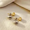 Brincos de argolas personalista ouro prata dupla cor para mulheres menina lisa feijão geométrico redondo jóias de aço inoxidável presentes