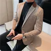 Yüksek kaliteli takım elbise İngiliz tarzı ince zarif moda iş gündelik elbise smokin eklenmiş yaka plover kılıfı blazer ceket 240412