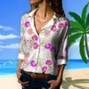 Женские блузки с длинным рукавом рубашка отвороты пуговица Blouse Blouse Весеннее лето Bohemia printed Fashion Streetwear Свободная повседневная рубашка