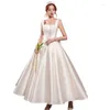 Party Dresses Harajpee Travel Po Wedding Dress 2024 Daglig minimalistisk skogsstil Formell Hepburn Suspender Satin Chic Vestido