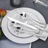 Одноразовая посуда 175pcs белые серебряные пластиковые тарелки включают в себя 50p Lates 25 стаканов вилок