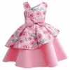 Filles robes enfants princesse rose fleur de fleur de fleur jupes imprimées jupe de performance jupe pour tout-petit taille d'une pièce taille 100-150 cm f5vc #