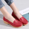 Casual Shoes Mid-heel Women Flat Thick-heeled Middle-aged And Elderly For Girls Soft Sole Hollow White Work