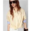 レディースブラウスシャツ2023春と夏のゆるいステッチ長袖のシャツドロップ配達アパレル衣類DHHSO