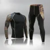 Планы Новый спортивный костюм мужски с длинными рукавами ткани для рубашек MMA Compression Compression Set Men Bodybuilding Rashguard Gym Fitness Tracksuits