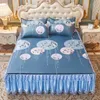 3 PCS Luxury Lit Royal Pread Cool Double Lyer Bed Lit Machine Machine Louts lavables Lit avec bande élastique pour Queen King Size lit