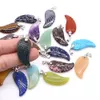 16x34mm Angel Wings Stone Pendants Natural Crystals Quartz Lapis Lazuli Opal Healing Spiritual Charm Diy for Necklace Earrings