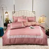 Set di biancheria da letto in cotone addensato a 4 pezzi set di letti grandi rivestimenti per letti per letti a doppio cuscino leggero vento di lusso
