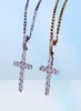 Iced Out Zircon Cross Pendant with 4mm tennis chain necklace set men039s hip hop Jewelry Gold Silver Cz Necklace Set2950093