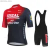 Jersey de ciclismo Sets Soudal Paso rápido Cycling Jersey Men Sets Ropa de bicicleta Breathab Anti-UV Bicyc Wear/Short Seve Malllot Ciclismo Hombre L48