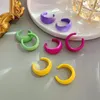 Dangle Earrings Korea Colorful Geometric C-shaped Hoop For Women Bright Colors Resin Girls