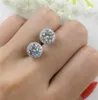 Stud 8MM Round Stone Earrings Luxury Girl White Zircon For Women Wedding Jewelry Rose Gold Silver Color Crystal Earring3124345